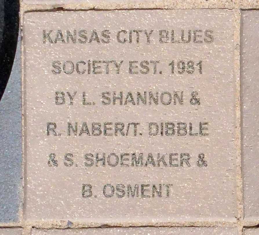 photo of the brick purchased by the Kansas City Blues Society, in honor of the five visionaries who founded the KCBS