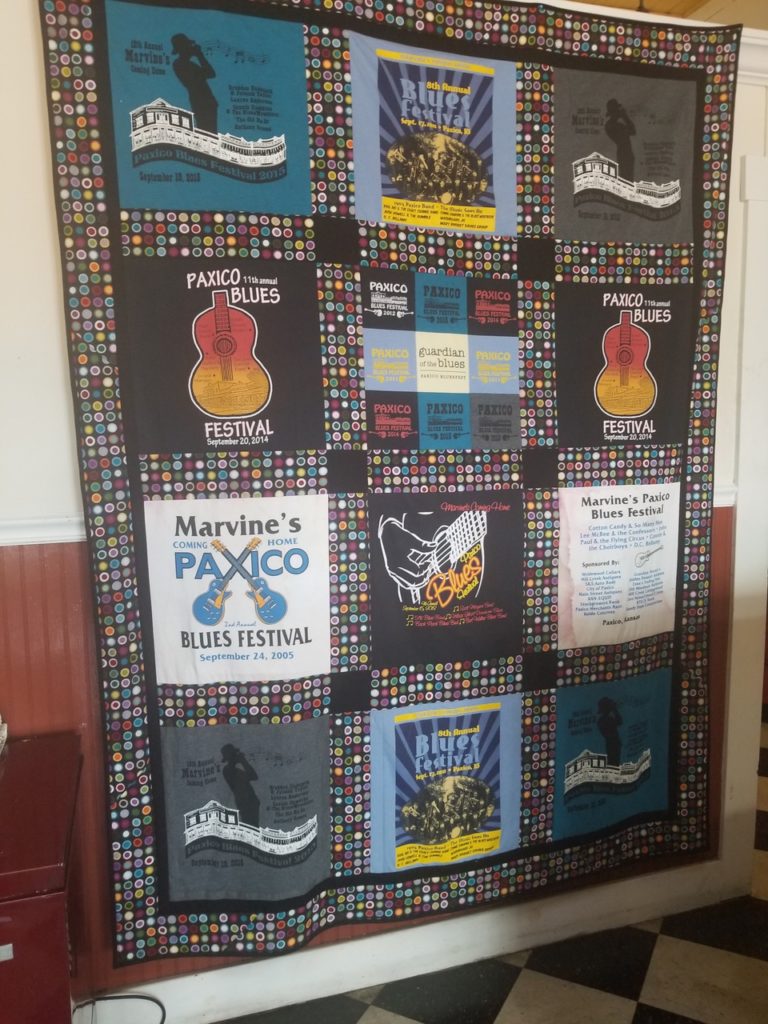 quilt made from previous Paxico Fest tee shirts