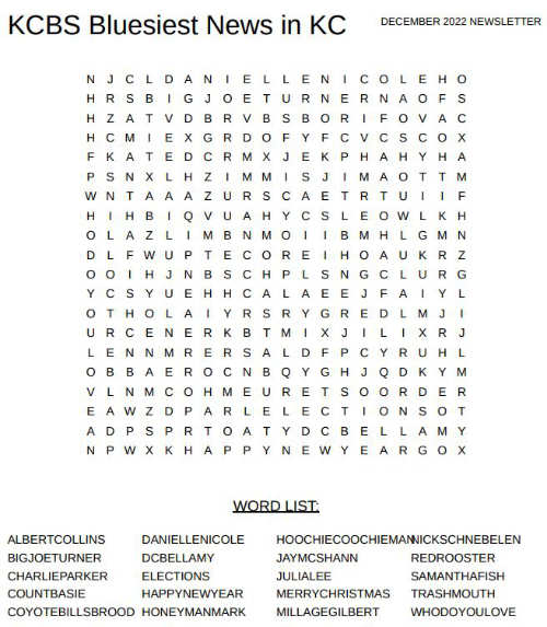 Wordsearch for December 2022