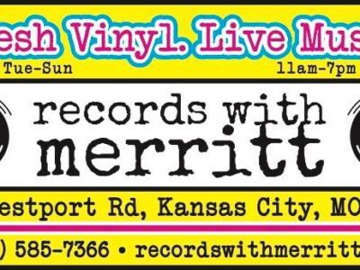 Records with Merritt banner, Westport Road, Kansas City MO