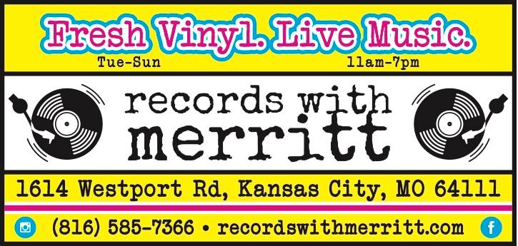 Records with Merritt banner, Westport Road, Kansas City MO