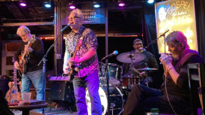 Houserockers (Bill Dye, Patrick Recob, Jaisson Taylor and John Paul Drum) in Knuckleheads Gospel Lounge, 2023, photo courtesy Elise Del Vecchio