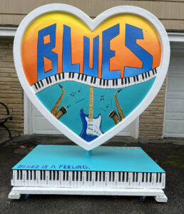 Blues heart in the Parade of Hearts, created by Ruthie Messer Wollkey